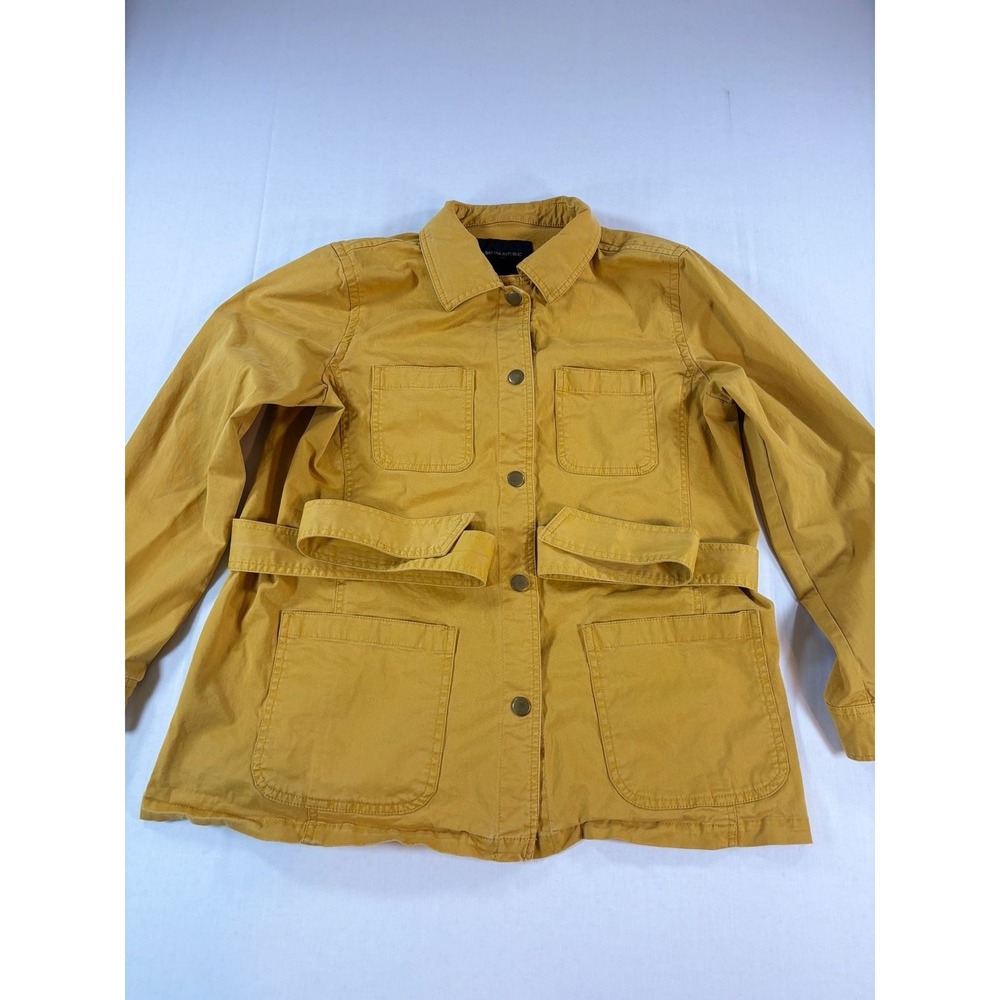 Banana Republic Womens Mustard Yellow Utility Field Jacket Belted Cotton Large